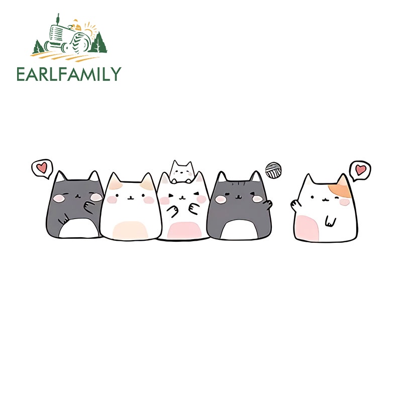 Earlfamily สติกเกอร์ ลายแมวน่ารัก กันรอยขีดข่วน 13 ซม. X 3.2 ซม. อุปกรณ์เสริม สําหรับติดตกแต่งรถยนต์ รถจักรยานยนต์ เซิร์ฟบอร์ด กันชนหลัง
