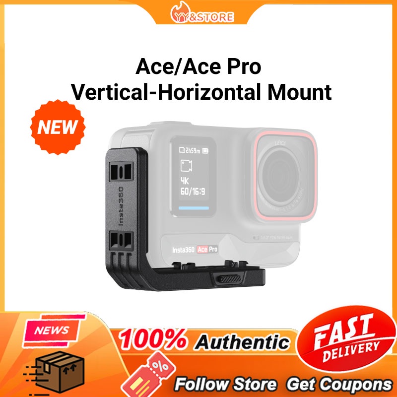 ต้นฉบับใหม่Insta360 Ace/ace PRO/ACE PRO 2 Vertical-Hard mount เปลี่ยนระหว่างการยิงหรือแรงบันดาลใจอย่างรวดเร็วด้วยพอร์ตเมาท์ด่วนสองพอร์ต