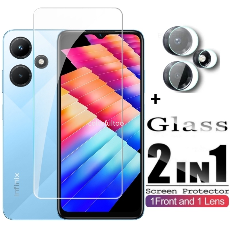 2 in 1 ฟิล์มกระจกนิรภัยกันรอยหน้าจอ 9H สําหรับ Infinix Hot 30i 30 40i 40 Hot30 Hot40 Hot40i