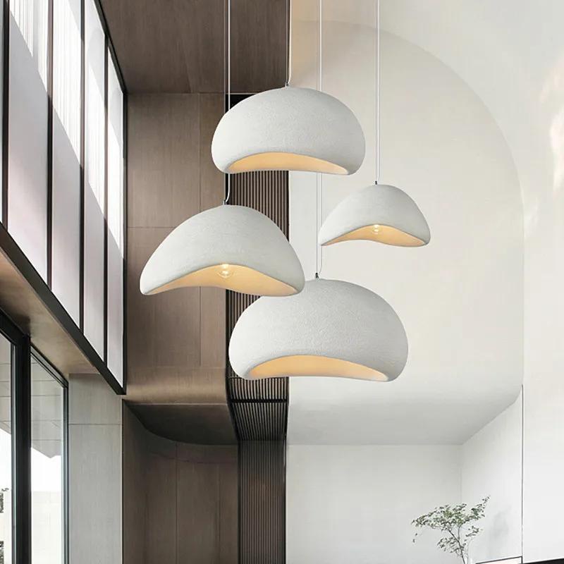โคมไฟระย ้ า Wabi Sabi สมัยใหม ่ E27 หลอดไฟ Minimalism การออกแบบเรซินสําหรับห ้ องนั ่ งเล ่ นห ้ องรับประทานอาหารบาร ์ Loft