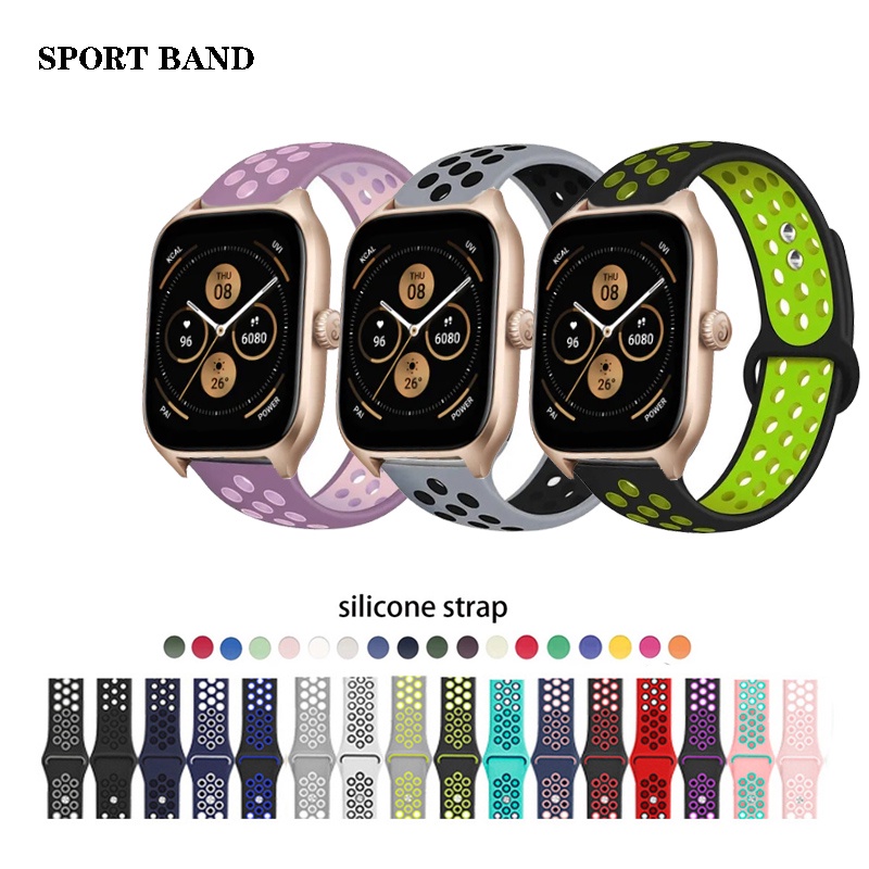 สายนาฬิกาข้อมือซิลิโคน ระบายอากาศ 20 มม. สําหรับ Huami Amazfit GTS 4 mini GTS2 GTS3 GTS4 Bip 3 Bit Lite Youth 1S U