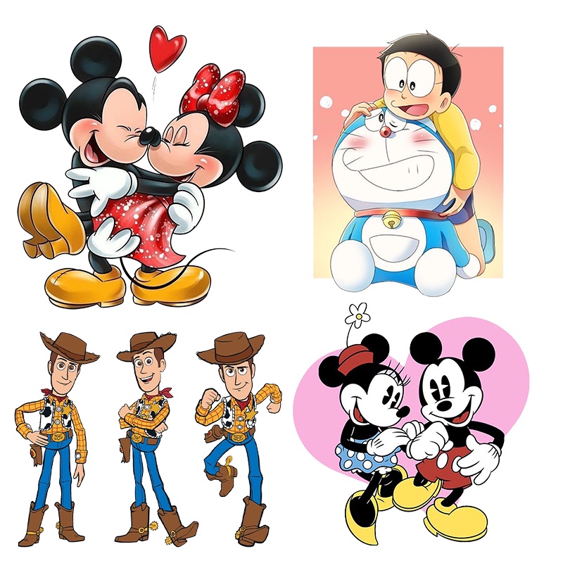 แผ่นสติกเกอร์รีดร้อน ลายการ์ตูนโดราเอมอน DIY สําหรับติดตกแต่งเสื้อผ้า