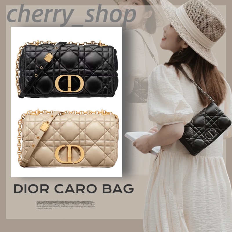 ดิออร์ Dior MEDIUM CARO BAGผู้หญิง / กระเป๋าสะพายข้าง/กระเป๋าสะพายข้าง/กระเป๋าสะพายโซ่/ แบรนด์ใหม่และเป็นของแท้