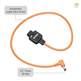 กล้อง DSLR ZGCINE สายเคเบิลเชื่อมต่อ หมุนได้ พร้อมเมาท์ 60 ซม. ชายกับ มม. 2.5 * 180 °สายไฟแบบถัก คอส สีทอง DC 5.5 D-Tap ยาว มม. และแบตเตอรี่ เป็น สําหรับกล้อง.