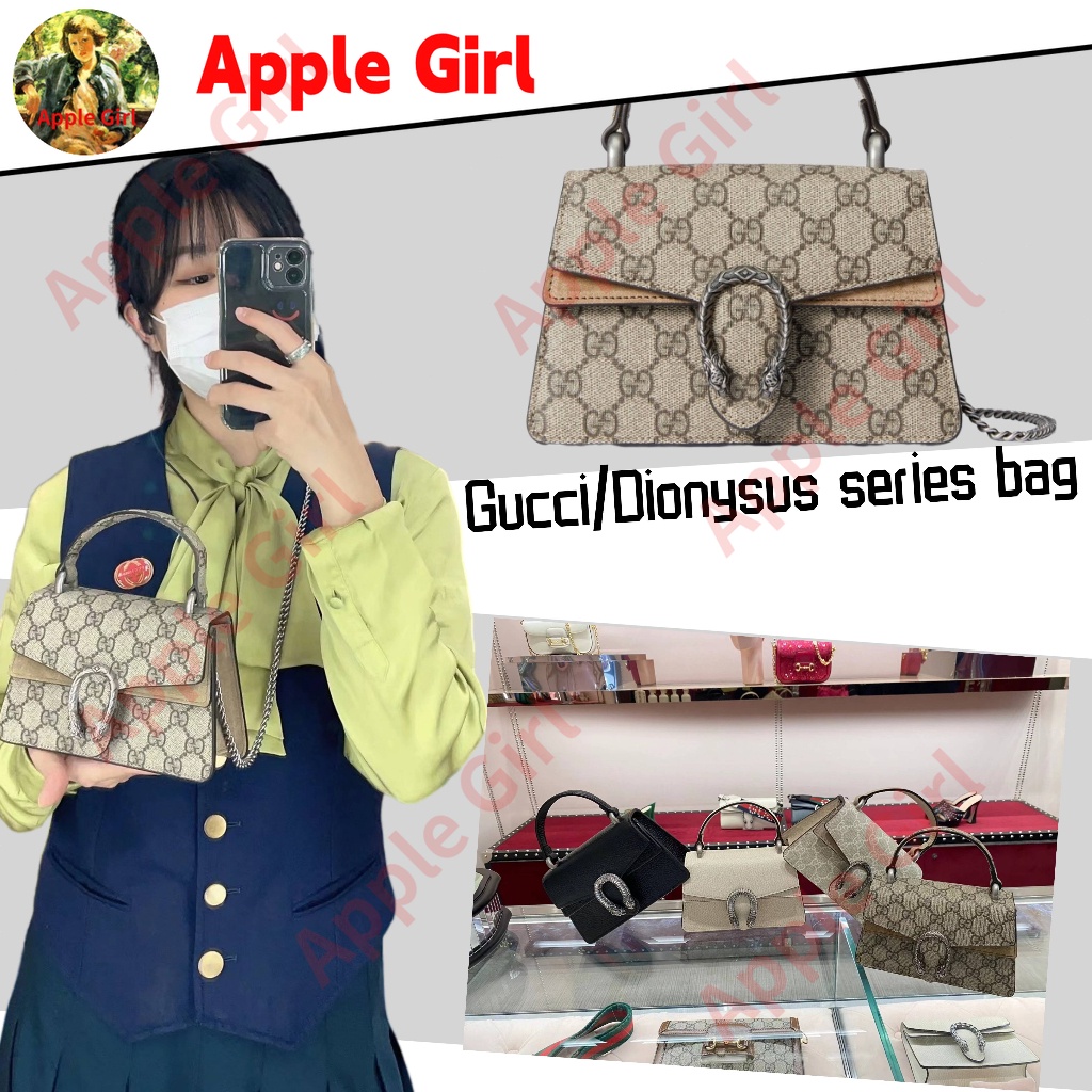 กุชชี่ Gucci/Dionysus series กระเป๋าถือขนาดเล็ก/กระเป๋าผู้หญิง/กระเป๋าร่อซู้ล/สไตล์ใหม่