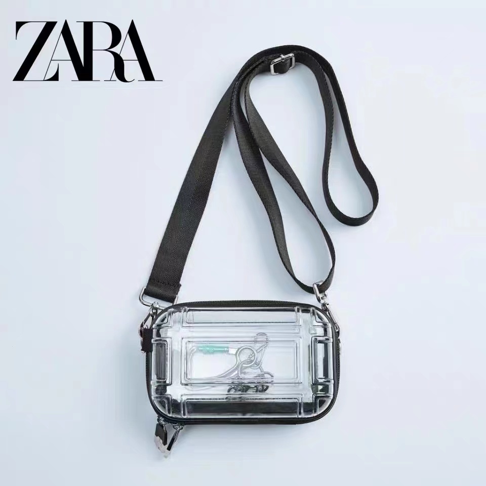 ZARA ซาร่า ผู้ชายกระเป๋าและผู้หญิงกระเป๋าที่เรียบง่ายใสกระเป๋ากล่องกระเป๋ามินิเอวกระเป๋ากระเป๋าสะพาย