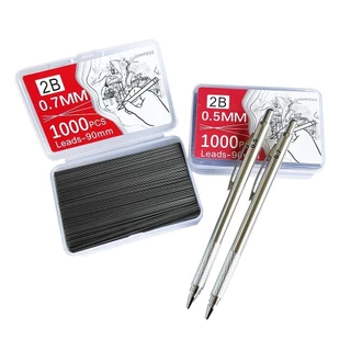 กรีก 25/500/1000ชิ้นเติมดินสออัตโนมัติ,สีดํา90มม.ความยาวดินสอกด,คุณภาพสูงเปลี่ยน0.5/0.7/0.9/1.3/2.0มม ลบได้ ดินสอกดเติมของขวัญ