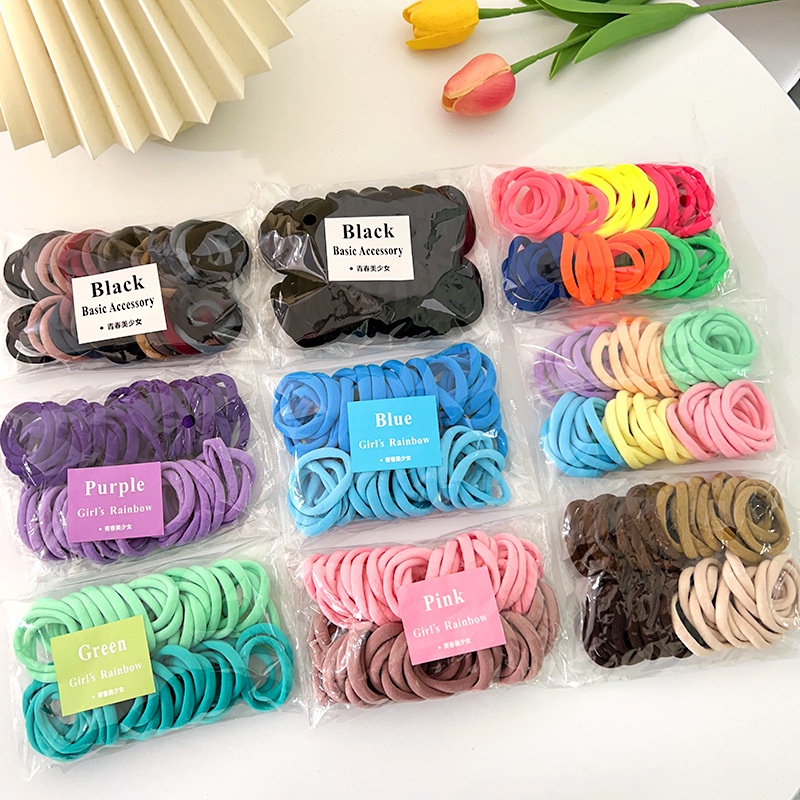 50 ชิ้น แฟชั่นเกาหลี หวาน น่ารัก สีลูกกวาด ยืดหยุ่นสูง ยางรัดผม สําหรับเด็ก ที่คาดผม