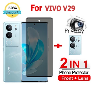 2 in 1 ฟิล์ม Vivo V29 5G ฟิล์มกระจกนิรภัยกันรอยหน้าจอ กันแอบมอง เพื่อความเป็นส่วนตัว สําหรับ Vivo V30 Y36 V27 V29 Y27 Y78 Y02 Y22 Y16 V25 V23 Y02a Y22s Y02T V23e X90 Pro 5G