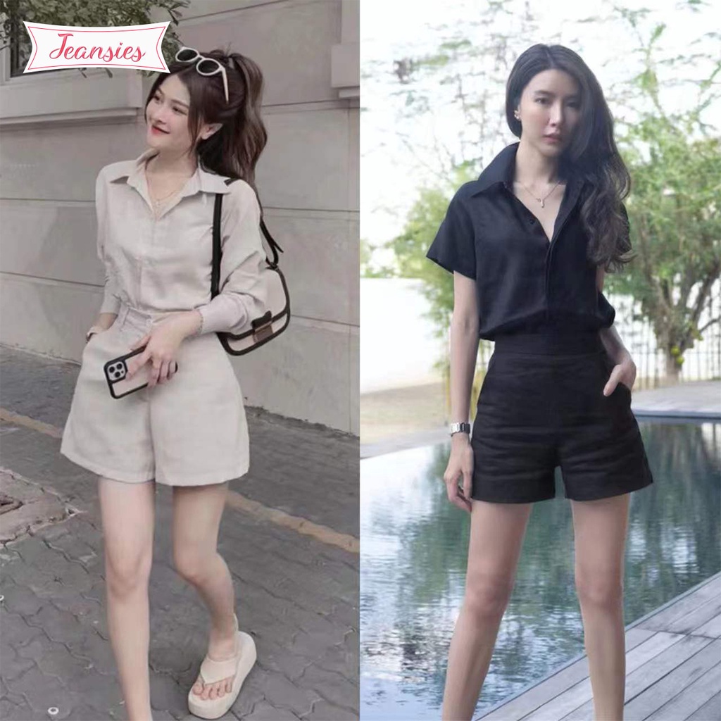 เสื้อครอป+กางเกงขาสั้นสุดฮอต เสื้อผ้าผู้หญิงดีไซน์สวยราคาถูก
