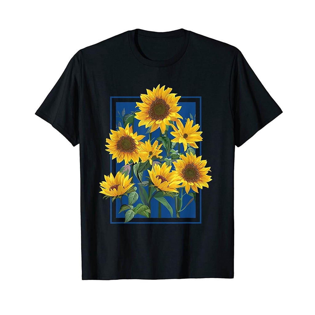 แฟชั่นใหม่ล่าสุด Summer Anime Kawaii Sunflower Field Gift T-Shirt Men Cotton Tshirt Tees Tops Anime 