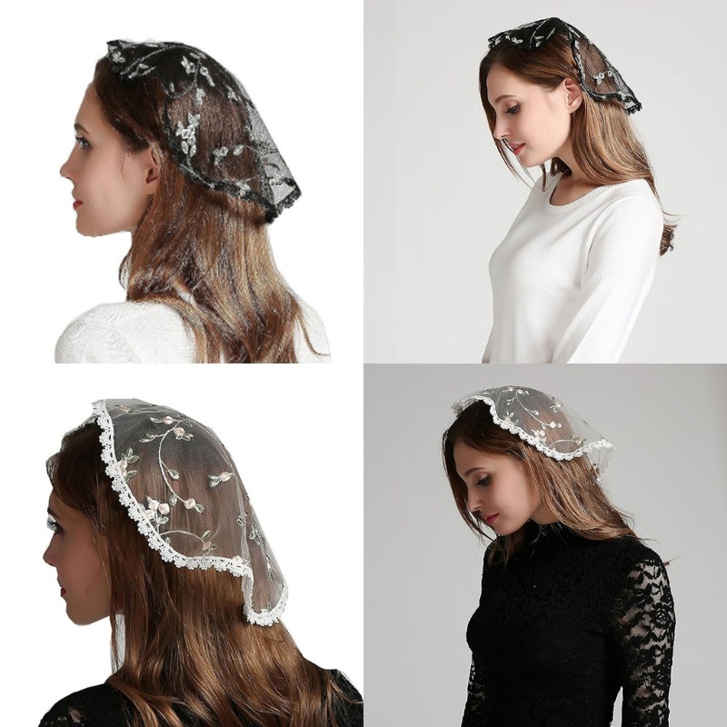 Cons Black Mantilla คาทอลิก Veil Church Veil ผ้าพันคอผ้าไหมสําหรับผมคอสําหรับเจ้าสาว