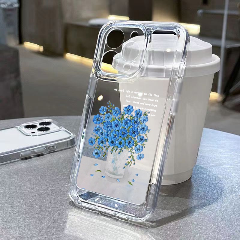 เคสโทรศัพท์มือถือนิ่ม แบบใส ลายดอกไม้อวกาศ สีขาว สําหรับ iPhone 15 13 12 11 14 Pro Max XS XR X 7 8 14 15 Plus SE 2020 13 12 Mini - รูปที่ 6