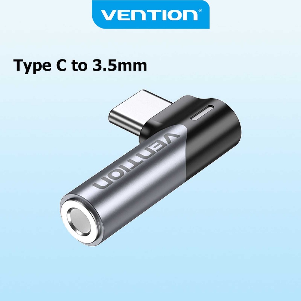Vention อะแดปเตอร์เสียง Type C ถึง 3.5 มม. มุมขวา 90 องศาขั้วต่อ USB C ตัวผู้เป็นตัวเมีย