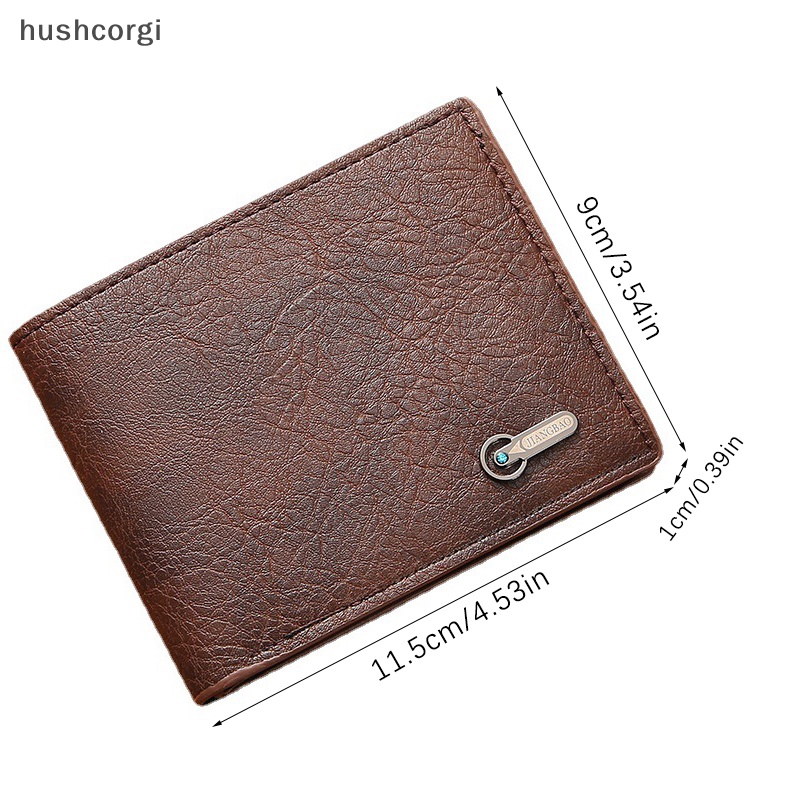 [hushcorgi] ใหม่ กระเป๋าสตางค์ ใบสั้น หนัง PU สไตล์วินเทจ ใส่บัตรประจําตัวประชาชน เปลี่ยนเงินได้ ความจุขนาดใหญ่ สําหรับผู้ชาย พร้อมส่ง