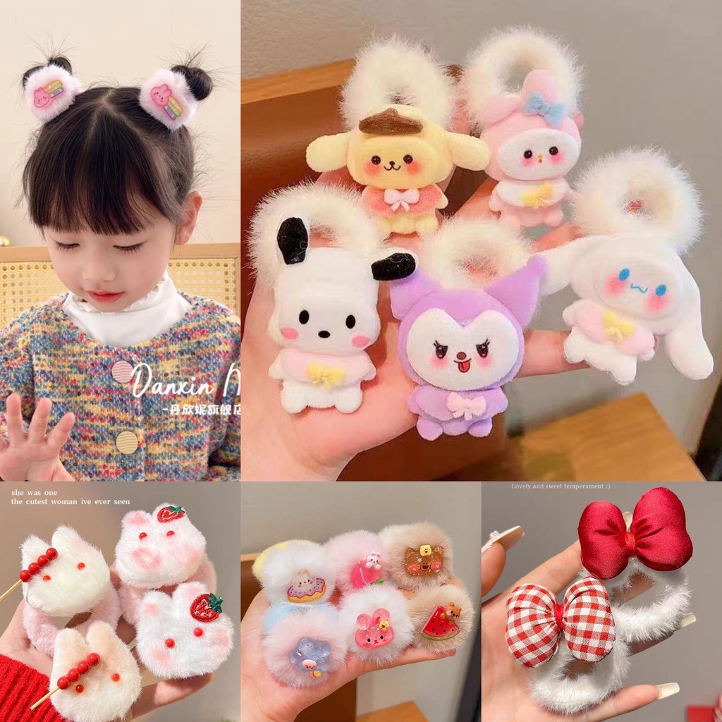 ยางรัดผม ตุ๊กตาการ์ตูน สีแคนดี้ อุปกรณ์เสริมผม สําหรับเด็ก