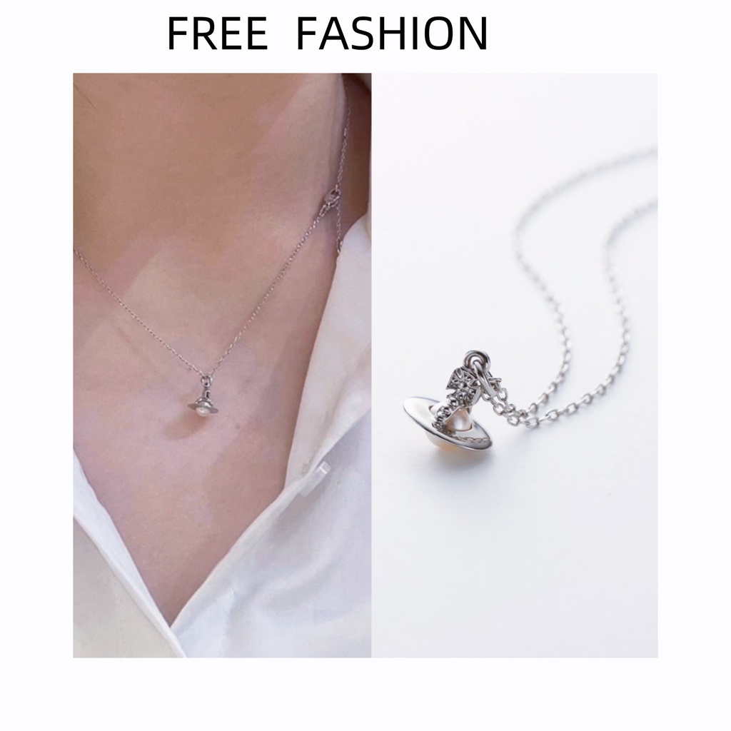 โปรโมชั ่ นเวลาจํากัด VIVIE สามมิติ Saturn สร ้ อยคอมุกหรูหราหวาน LAYLA Glossy แฟชั ่ นสร ้ อยคอเครื ่ องประดับฟรี