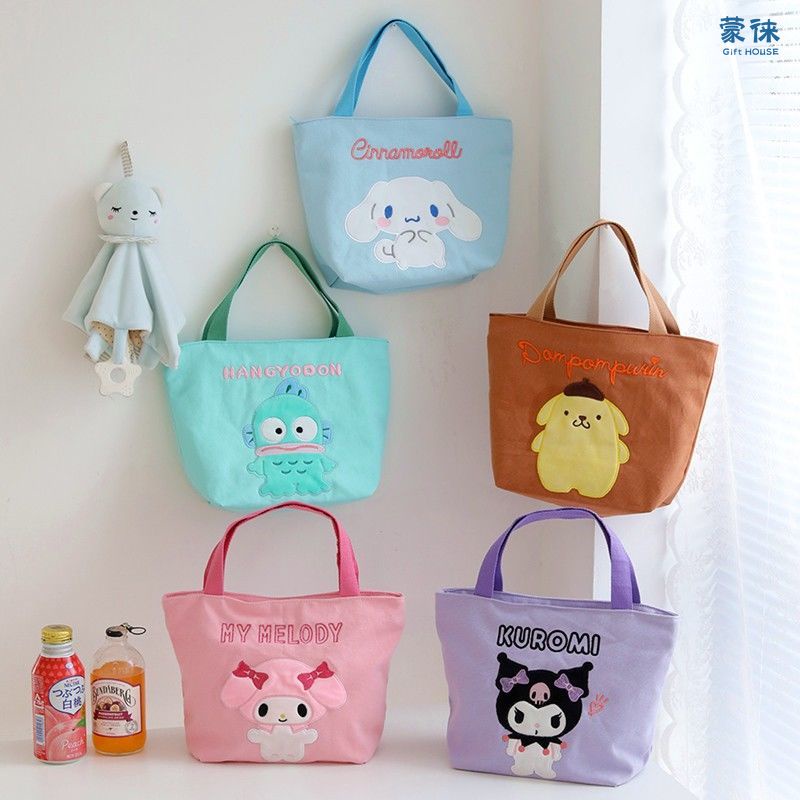 SANRIO กระเป๋าถือ กระเป๋าสะพายไหล่ ผ้าแคนวาส ขนาดใหญ่ จุของได้เยอะ ลาย My Melody Kuromi เหมาะกับของขวัญ สําหรับสตรี