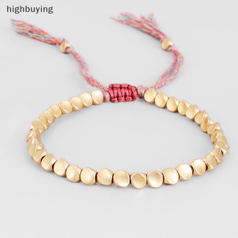 [highbuying] ทิเบต ถัก นิตติ้ง ทองแดง ลูกปัด โชคดี เชือก สร้อยข้อมือ กําไลข้อมือ เครื่องประดับ Unisex พร้อมส่ง