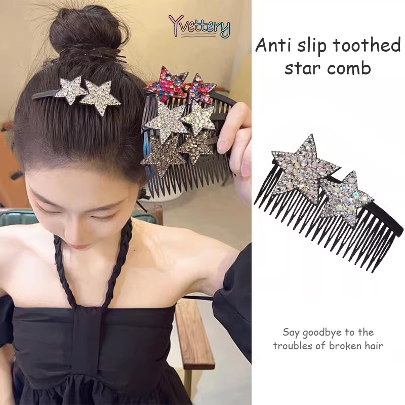 พร้อมส่ง⚡Rhinestone Star Bangs Clip หวีอ่อนสำหรับสุภาพสตรีในไทย
