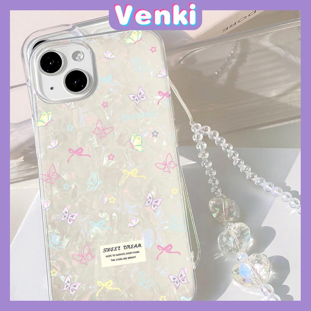VENKI - เข้ากันได้สำหรับ เคสไอโฟน11 เคส iphone 11 15 pro max เปลือกหอยทะเลหลากสีสัน โฮโลแกรมเลเซอร์ใสเคส TPU ผีเสื้อสีสันสดใสสวยเข้ากันได้กับ iPhone 14 13 12 11 PRO MAX XS 8 PLUS
