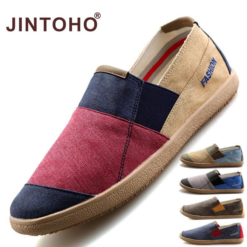 Jintoho รองเท้าผ้าใบโลฟเฟอร์ลําลอง กันลื่น ขนาดใหญ่ สไตล์ปักกิ่งเรโทร แฟชั่นฤดูร้อน สําหรับผู้ชาย ไซซ์ 36-46