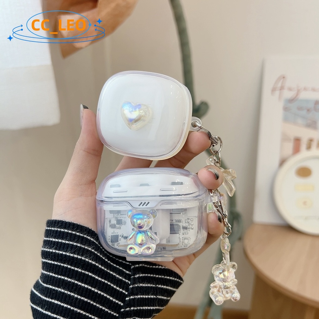 For JBL TUNE Beam / TUNE Buds Transparent Soft Case Cartoon Bear Cute Pendant JBL TUNE Beam Shockpro
