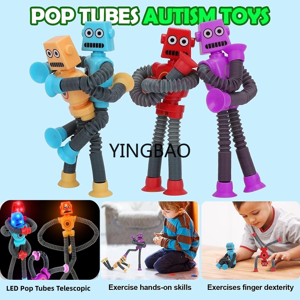ของเล่นหุ่นยนต์ดูด ยืดหดได้ ลายการ์ตูน บรรเทาความเครียด DIY สําหรับเด็ก