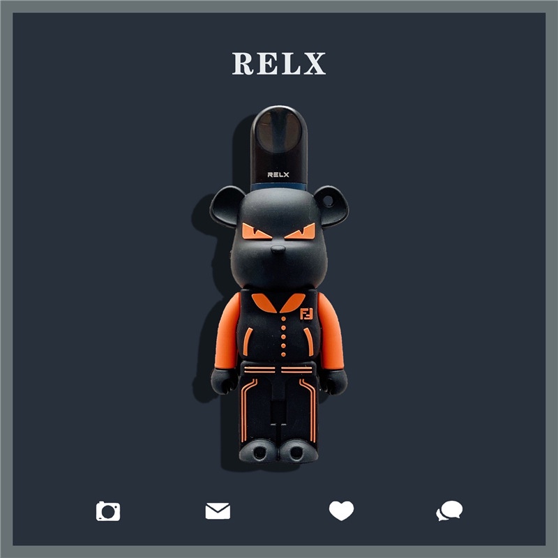 for Relx/infy Case Black-Orange Bear Cover + Chain เคสกันกระแทก พร้อมสายคล้องคออย่างดี