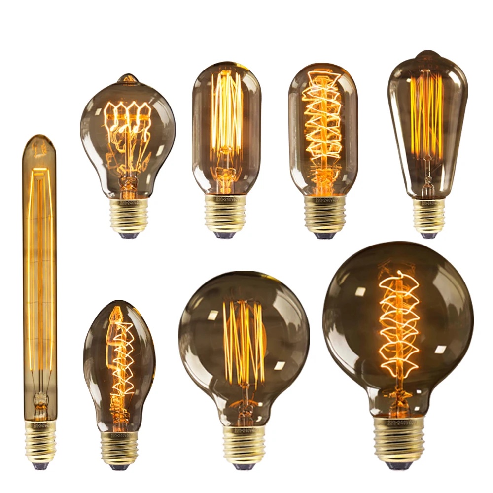 หลอดไฟ Edison E27 220V 40W ST64 G80 G95 G125 สไตล์วินเทจ สําหรับตกแต่งบ้าน