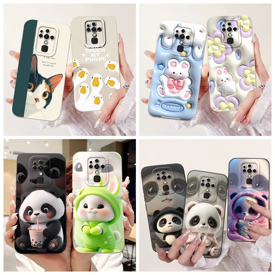 สําหรับ Tecno Camon 16 กรณี CE7 CE7j CE9h น่ารัก Panda กระต่ายซิลิโคนเหลวนุ่ม Matte สําหรับ Tecno Ca