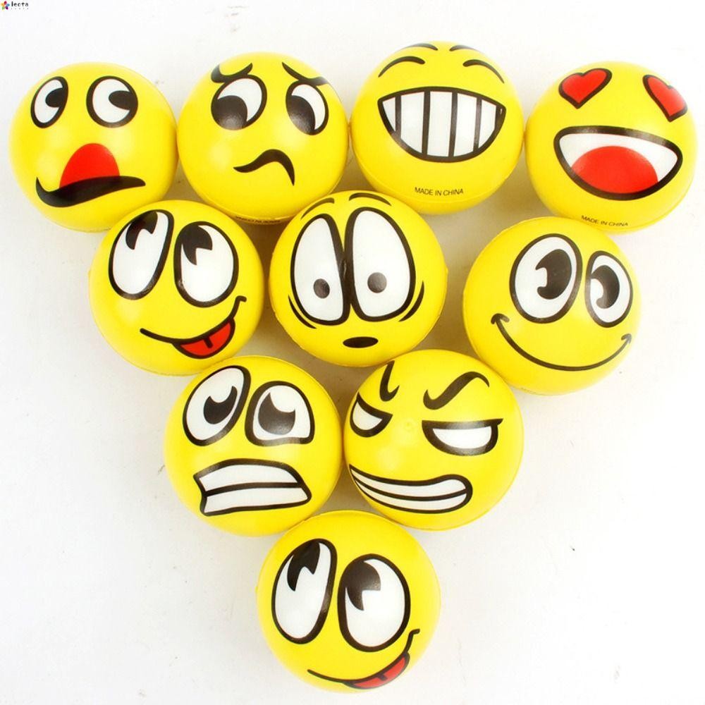 Leota Smile Face Foam Ball, Expression Elastic Smile Face Squeeze Ball, เครื่องนวดเท้า 6 ซม. Solid P