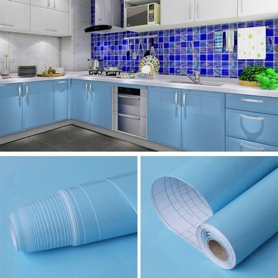 สติ๊กเกอร์ชุดครัวสีน้ําเงินมัน L 61cm x P 5mtr 785