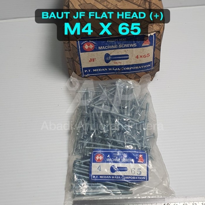 JF M4 x 65 สลักเกลียวหัวแบน ไขควง 4x65 มม. พร้อมเกลียวเต็ม (500 ชิ้น)