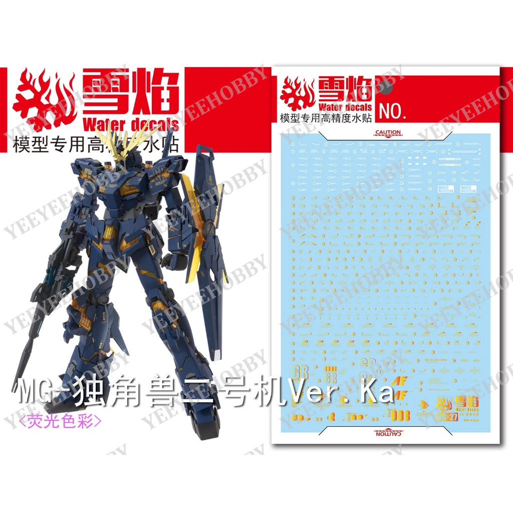 XUEYAN รุ่น DECAL - MG-23 - REFLECTIVE METALLIC WATER DECAL สําหรับ MG 1/100 RX-0 UNICORN 02 BANSHEE
