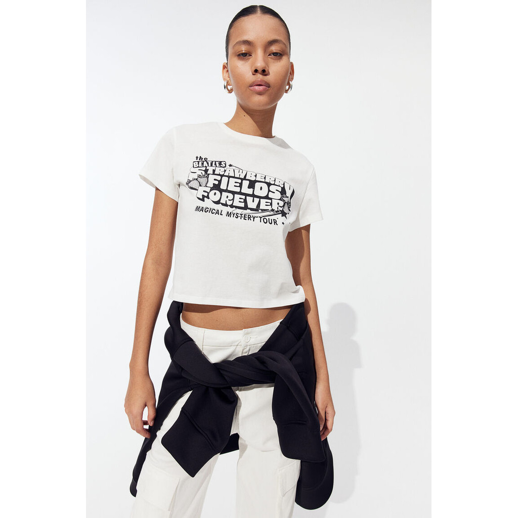 H&M เสื้อยืดพิมพ์ลาย Women Printed T-shirt 1207443_4