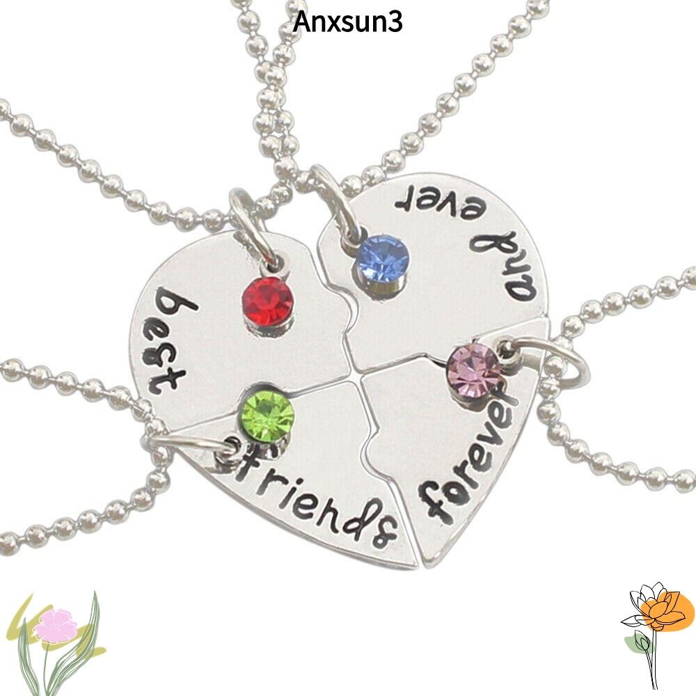 Anxsun3 4 Bff Friend Love Necklace Best Friend Froever Womens Necklace
