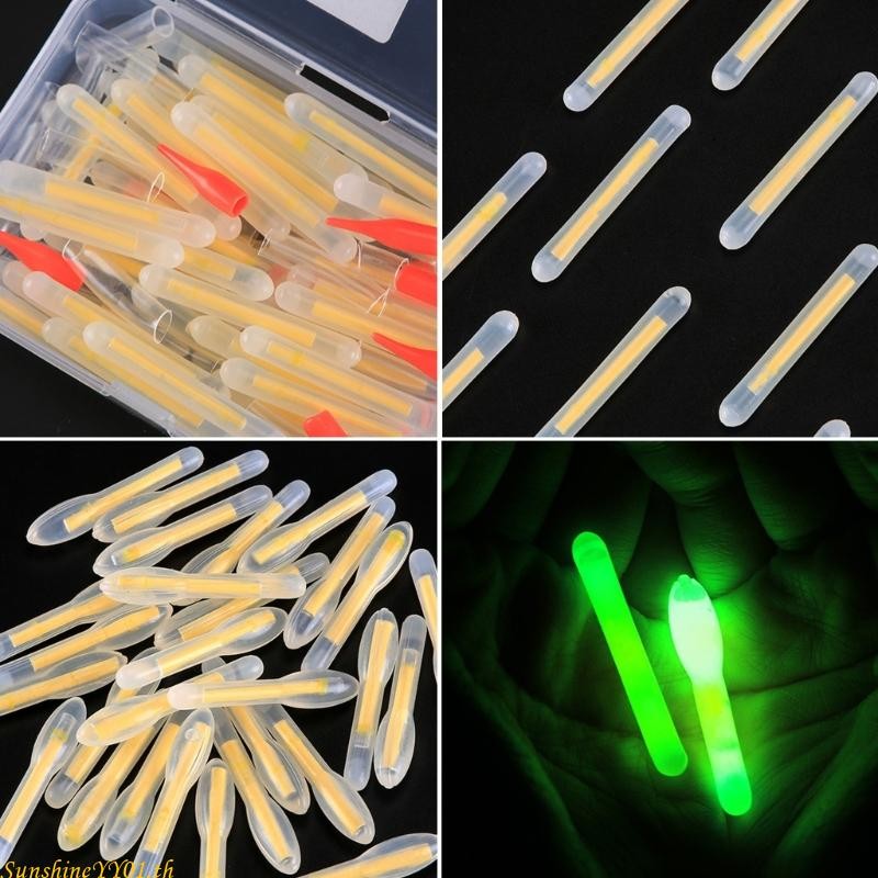 50Pcs Fishing Glows Stick Bright Green Fluorescent Light Rod Tip Glows Stick