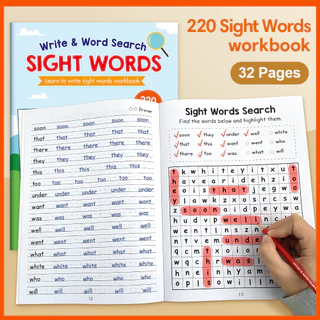 220 High Frequency Sight Words Workbook Word Search & Handwriting Practice Learning Book for Kindergarten Homeschool