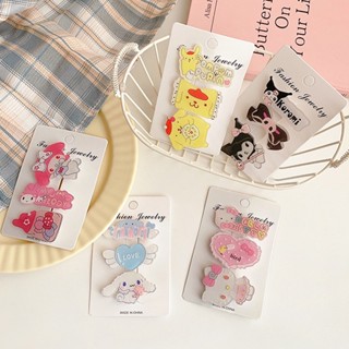 ชุดกิ๊บติดผม ลายการ์ตูน Hello Kitty Cinnamoroll Bangs Sanrio Melody Kuromi สําหรับตกแต่งผมเด็กผู้หญิง 3 ชิ้น ต่อชุด