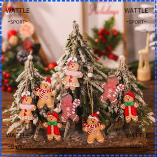 Wattle จี้ไม้ รูปขนมปังขิง สําหรับแขวนตกแต่งต้นคริสต์มาส