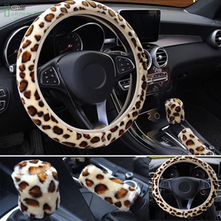 [ISHOWMAL-TH]Leopard Print Car Steering Wheel Cover + Handbrake + Gear Shift Set for All Cars-New In 9-