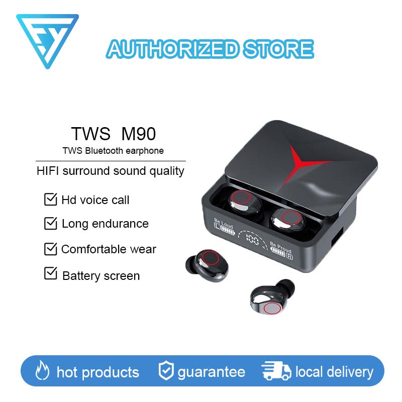 หูฟังบลูทูธ ไร้สาย สำหรับเล่นเกม  TWS-M90 pro กล่องชาร์จ 9D ใหม่ล่าสุด สเตอริโอกีฬา