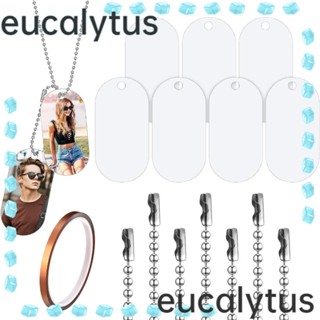 Eucalytus1 ป้ายแท็กเปล่า ทรงวงรี สีขาว สําหรับสัตว์เลี้ยง สุนัข DIY 7 ชิ้น