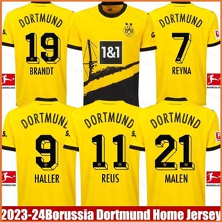 Fb 2023-2024 Borussia Dortmund Home Jersey Brandt Reyna Malen Reus Haller เสื้อยืด พลัสไซซ์