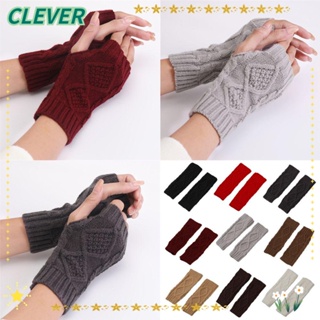 Clever ถุงมือ แบบครึ่งนิ้ว ให้ความอบอุ่น เหมาะกับฤดูหนาว กลางแจ้ง สําหรับผู้หญิง