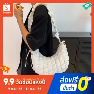 COS Bag กระเป๋าสะพายไหล่ แบบผูกเชือก แต่งระบาย ลายก้อนเมฆ แฟชั่นสไตล์เกาหลี สําหรับผู้หญิง