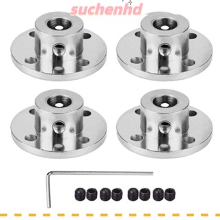 Suchenhd ข้อต่อเพลาหน้าแปลน หกเหลี่ยม อะลูมิเนียม 8 มม. สีเงิน ทนทาน อุปกรณ์เสริม สําหรับโมเดลบังคับ 4 ชิ้น