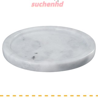 Suchenhd ถาดเก็บเครื่องประดับ ลายหินอ่อน ทรงกลม ขนาด 5.51 นิ้ว สีขาว สําหรับห้องน้ํา