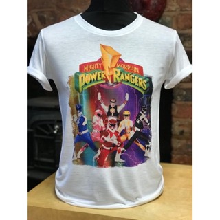 เสื้อยืดคอกลม แขนสั้น ผ้าฝ้าย 100% พิมพ์ลาย POWER RANGERS Transformation สําหรับผู้ชาย พลัสไซซ์